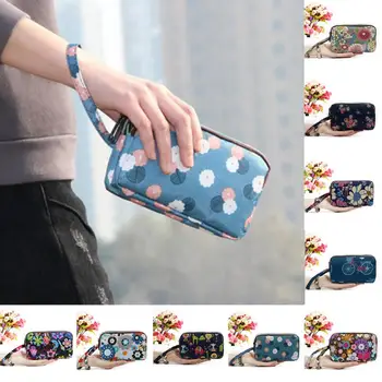 

7 Colors Three Layers Women Wallet with Wrist Belt Zipper Purse Cute Cartoon Cat Floral Mermaid Money Bag Lady Clutch ~