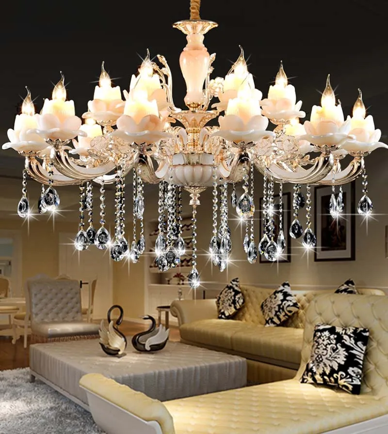 European chandelier living room lamp luxurious chandelier bedroom jade