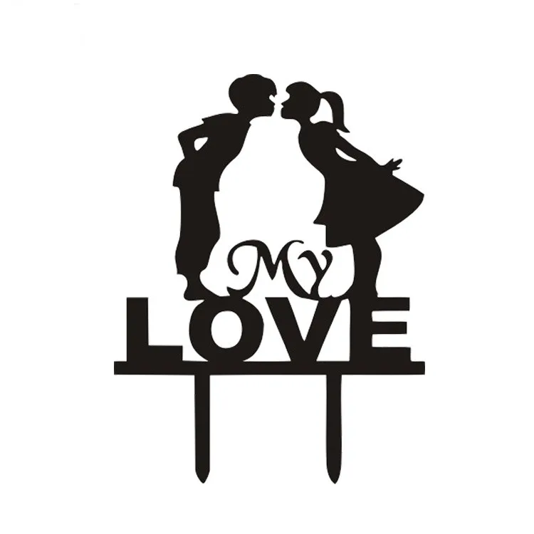 Креативный акриловый флаг для торта My Love Топпер черный белый цвет жениха невесты