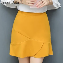 Jinsen Aite, новые женские шифоновые длинные юбки размера плюс 4XL, одноцветные юбки, летняя юбка-труба/юбка-русалка, Faldas Saia Feminina JS492