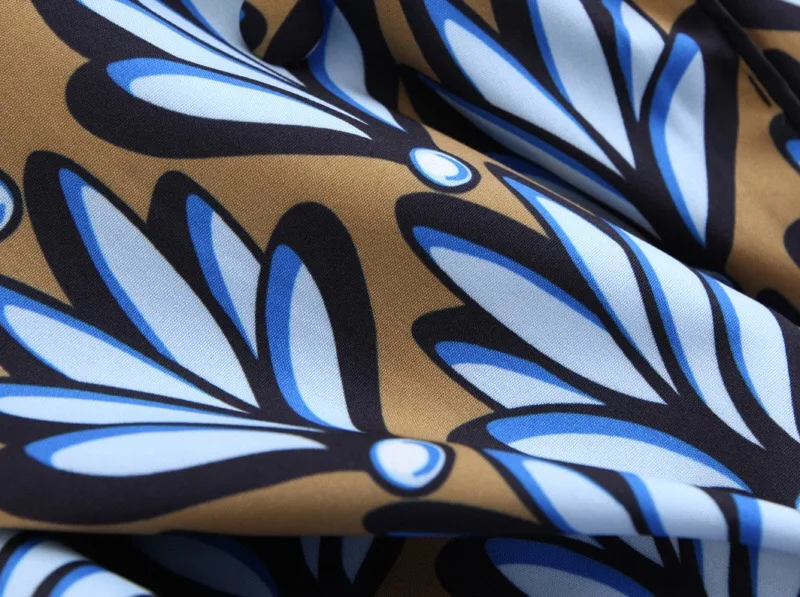 Винтаж Зубчатый воротник синий Цветочный принт кимоно рубашка новые женские с длинным рукавом пижамы стиль свободные блузки Femme Blusas топы