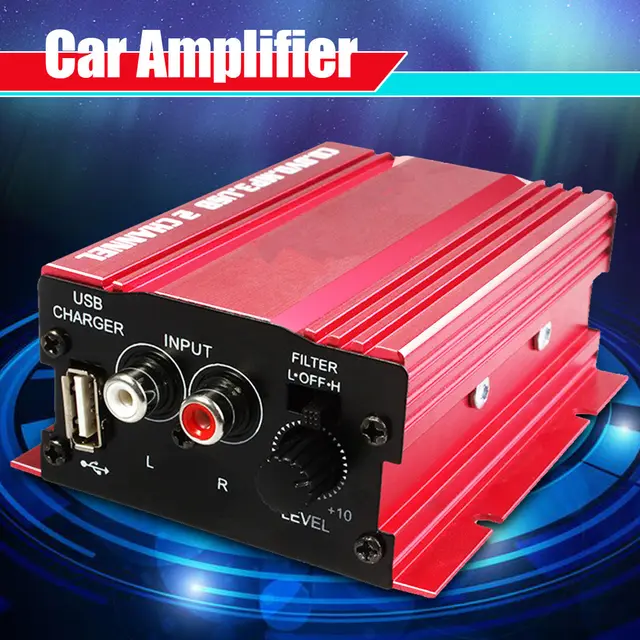 Best Price Fashion Red 500w 12V Double Chanels USB Car Power Amplifier HiFi Stereo Car Power Amplifier CD DVD MP3 Audio Speaker 2Channels