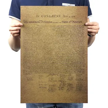 

Vintage Retro Kraft Paper Poster Declaration Of Independence Playbill Bar Cafe Room Home Wall Decor Sticker