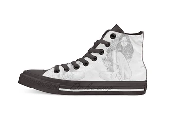 

Girl with Flowers Design breathable Casual High Top lace-up Canvas shoes sneakers For Drop shipping