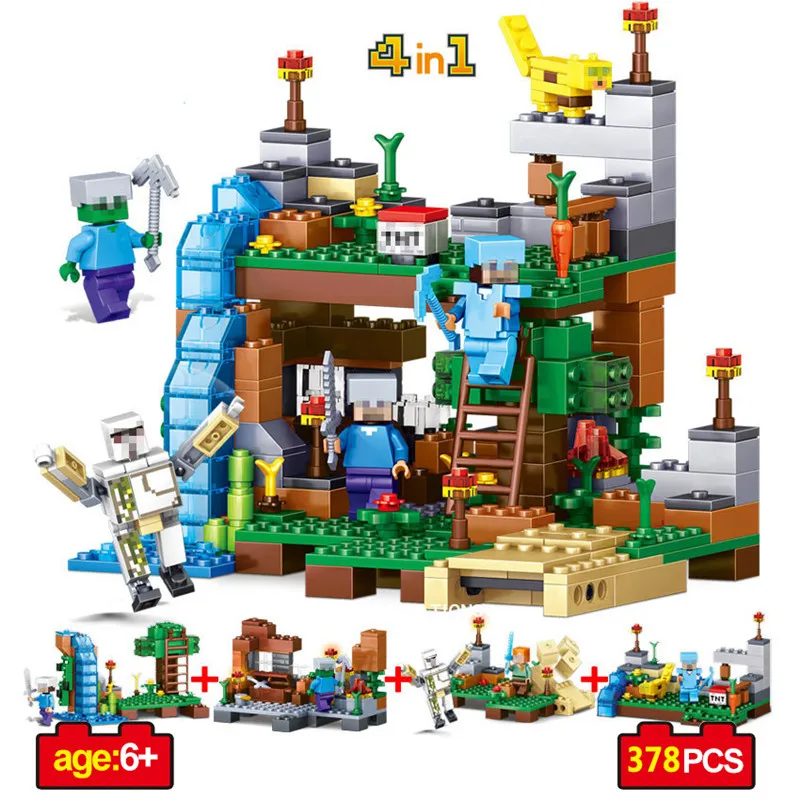 378 PCS 4 in 1 Interoperability Legoed Minecrafted Numbers Building Designers Bricks Set My World Educational Toys For Children 378 PCS 4 in 1 Interoperability Legoed Minecrafted Numbers Building Designers Bricks Set My World Educational Toys For Children