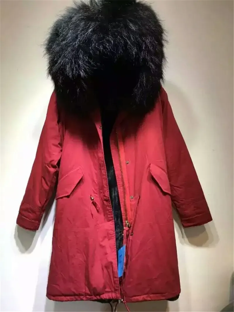 Veste Longue En Fourrure De Raton Laveur Pour Homme Et Femme Vetement De Festival De Noel Hiver Rouge Mr Mrs Noir Parka Interieure Aliexpress