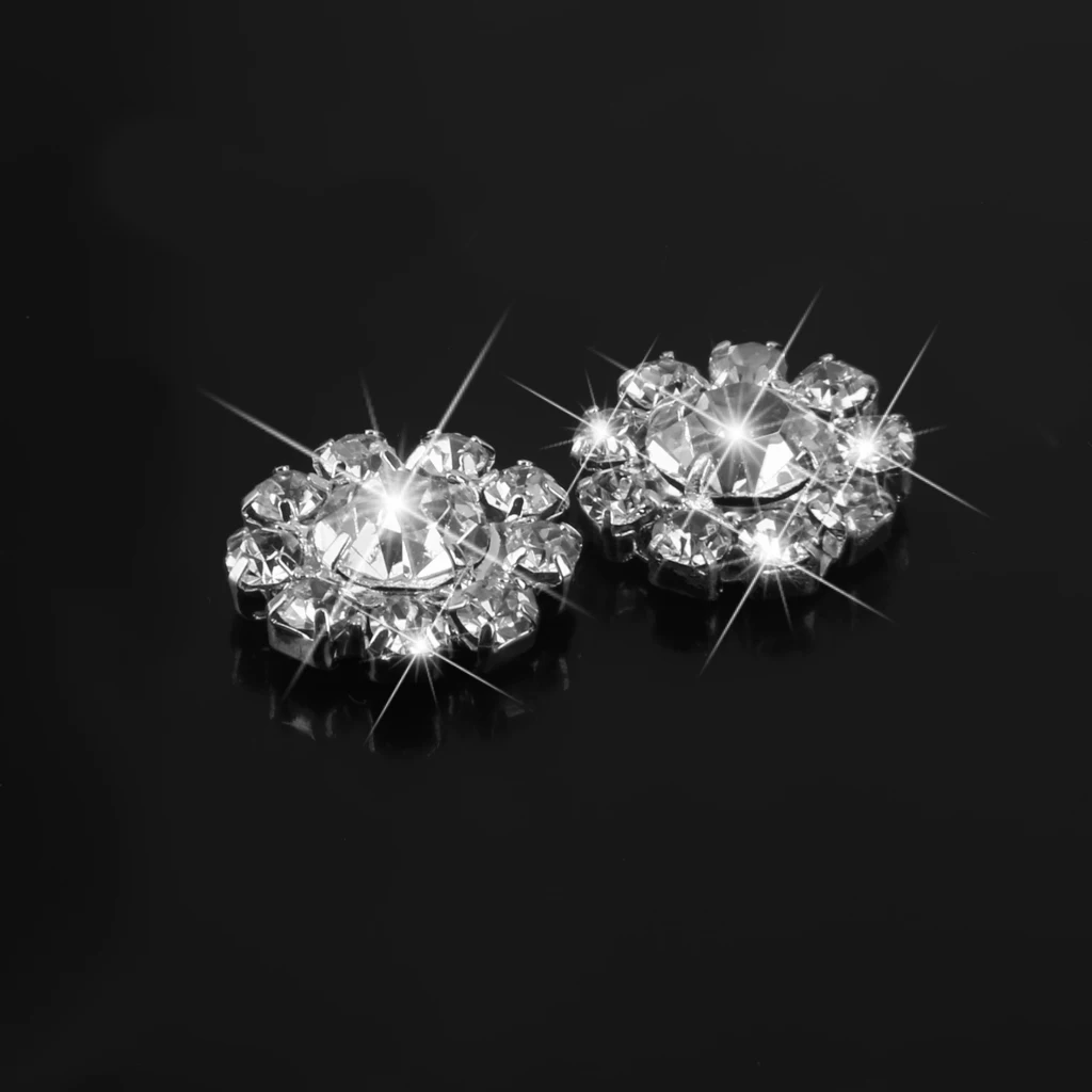 New Hot 10pcs 12mm Clear Crystal Flower Buttons Flatback Decoration DIY for Garment Bags Clothes Headband Gift Accessories