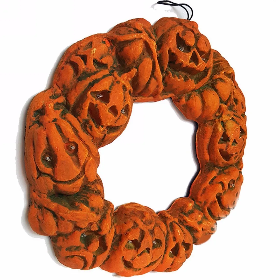 DIY Halloween Jack-o'-Lantern LED Pumpkin Spooky Wreath Door Hanger Hanging Decor 2019 new