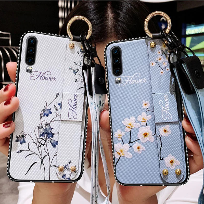 Чехол на запястье для Huawei Y5 Y6 Y7 Y9 Prime 2018 2019 P Smart Plus винтажный держатель с цветочным