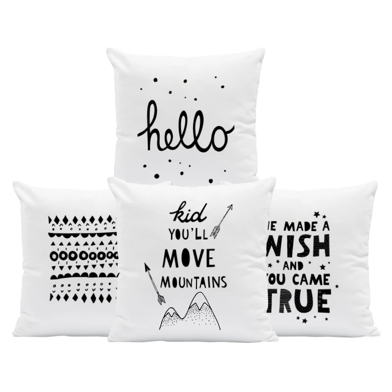 

Diamond Letter Black Cushion Word Hello Arrow Mountain Pillow Love Sentence Nature Home Houseware Throw Pillow 45Cm Velvet Funny