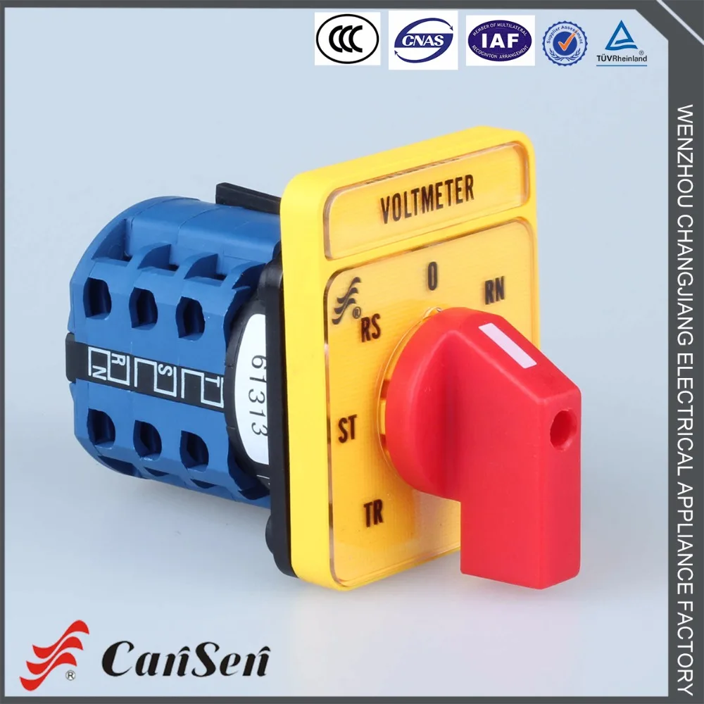 

CA10 Rotary Cam Switch 20A Voltmeter selector switch YH5/3 Red handle, Yellow plate 48*60mm