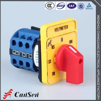 

CA10 Rotary Cam Switch 20A Voltmeter selector switch YH5/3 Red handle, Yellow plate 48*60mm