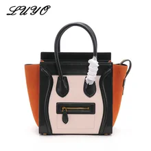 2018 Fashion Smiley Face Trapeze Genuine Leather Luxury Handbags Women Famous Brands Bags Designer font b
