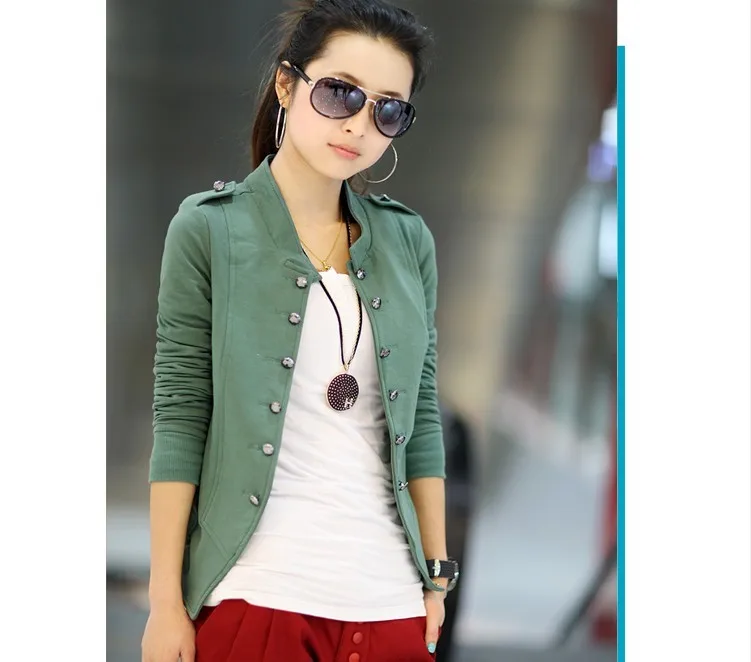 

2020 Spring Long Sleeves Solid Jacket Women New Fashion Cardigan Coat Stand-collar Cotton Blended Double Breasted Coat Jacket