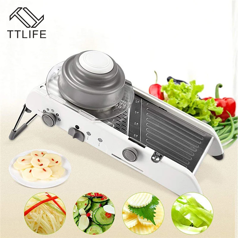 TTLIFE Adjustable Mandoline Slicer Professional Grater with 304 Stainless Steel Blades Vegetable Cutter Kitchen Accessories TTLIFE Adjustable Mandoline Slicer Professional Grater with 304 Stainless Steel Blades Vegetable Cutter Kitchen Accessories