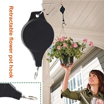 

Retractable Pulley Hook Hanging Pull Down Hanger Flower Plant Baskets Garden Hanging Basket Flower Pot Hook Decorative Hook LXY