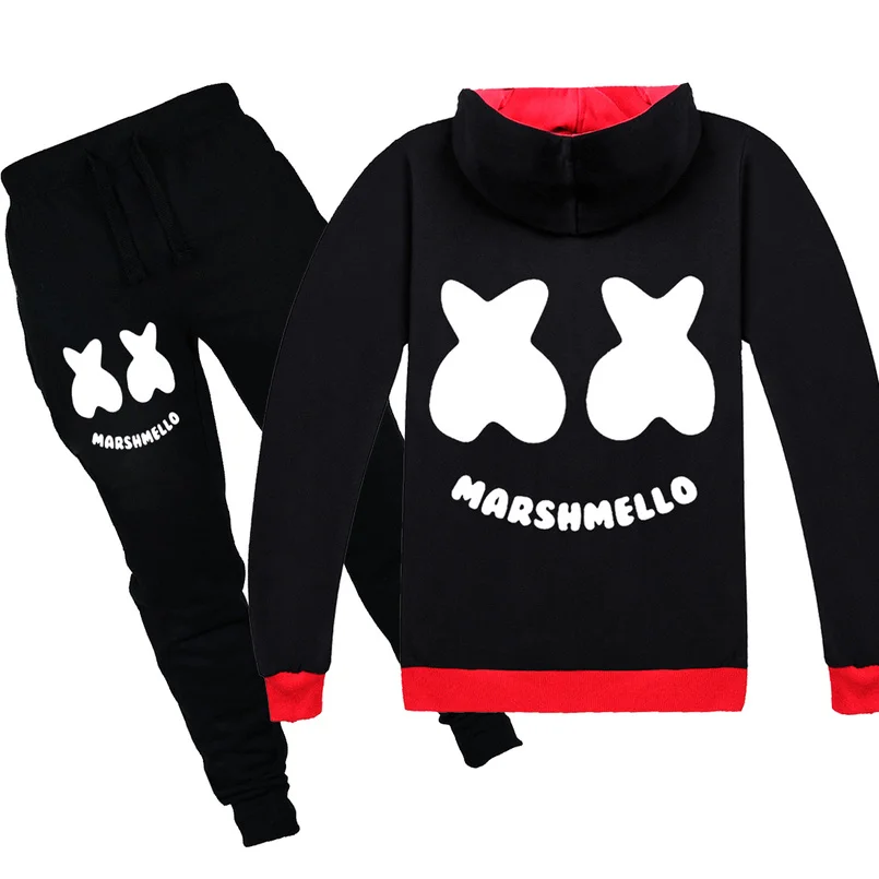 

Boys Tracksuits Set fortnight Marshmello Dj Mask Hoodie Kids T Shirt 2019 Spring Sweatshirt for Children Tops Girls Clothes 2pcs