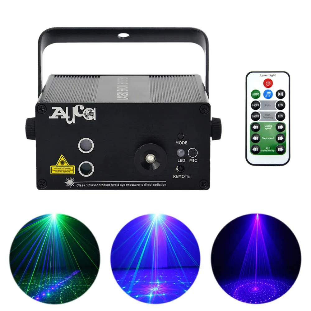 

AUCD Mini Remote 18 Pattern GB Laser Projector Lights 3W Blue LED Mixing Cross Effect DJ KTV Home Party Stage Lighting L18GB