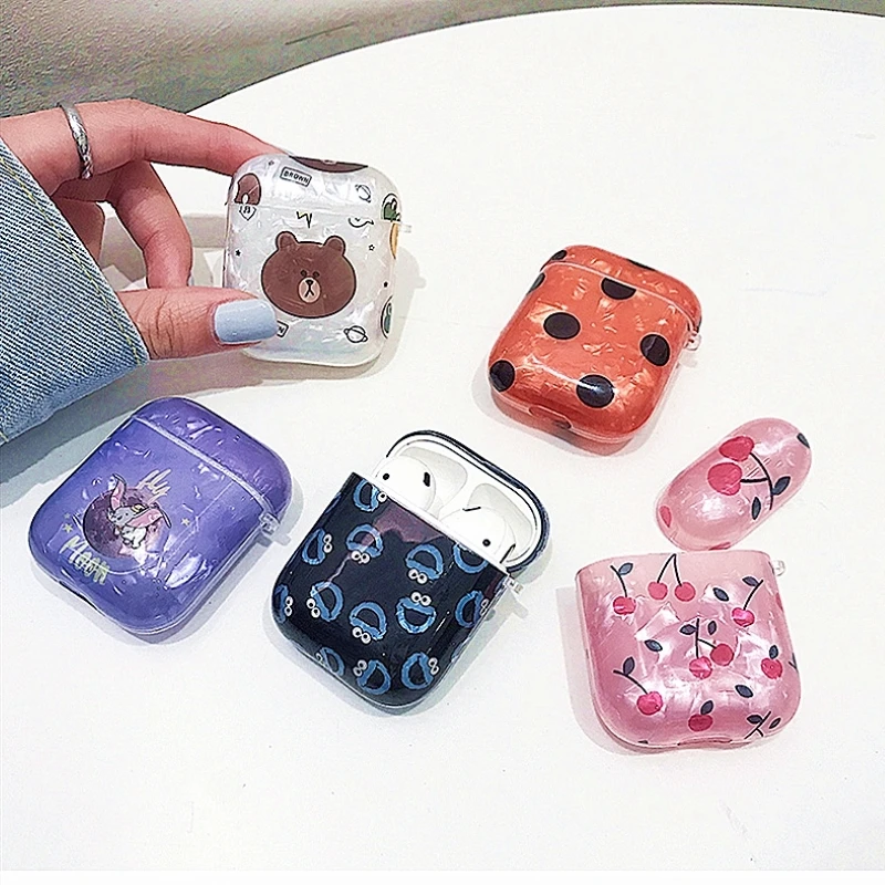 

Cute Marble Fish Scale Shell pattern decorative silicone protect Case for Apple Airpods1/2 Bluetooth Anti-fall Earphone Cover