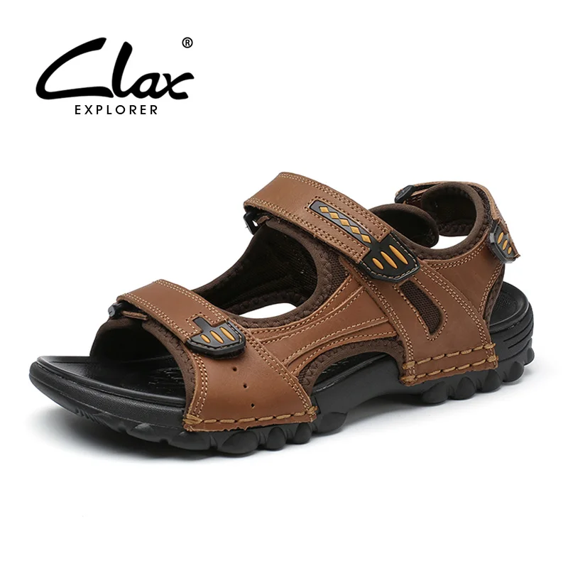

CLAX Mens Leather Sandals 2019 Summer Shoe Male Breathable Casual Sandal Man's Shoe Big Size