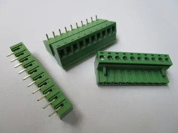 

50 Pcs Close Angle 10 pin/way Pitch 5.08mm Screw Terminal Block Connector Green Color Pluggable Type With Angle pin
