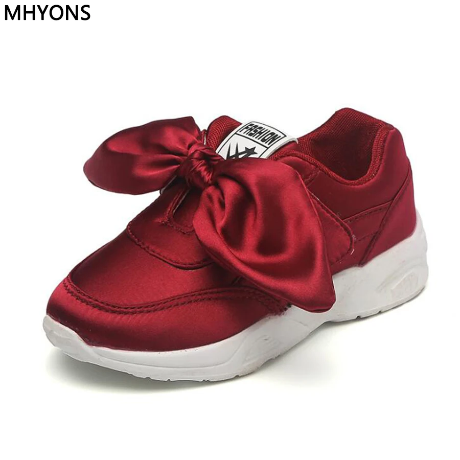 

MHYONS 2019 Spring Summer Baby Shoes Girl Princess Big Bow Soft Soled Flats Anti-Slip Kids Pink Red Green Flats Party Shoes