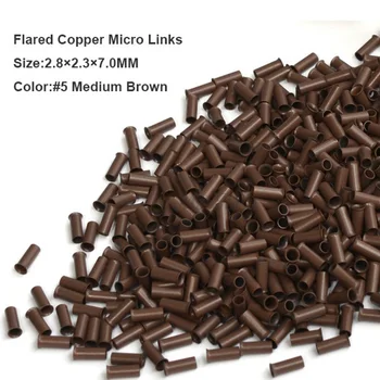

Copper Micro Beads 2.8*2.3*7.0MM 1000Pcs/Bottle #5 Medium Brown Micro Crimp Beads Micro Ring Hair Extensions Tools