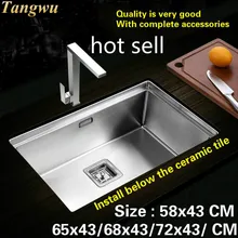 Горячая стандартная кухонная ручная раковина одинарная мойка мытье посуды 304 нержавеющая сталь 58x43/65x43/68x43/72x43 см