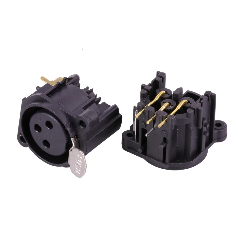 Коннектор XLR с прямым углом 1 пара 2 шт. черный пластик 3 контактный разъем для