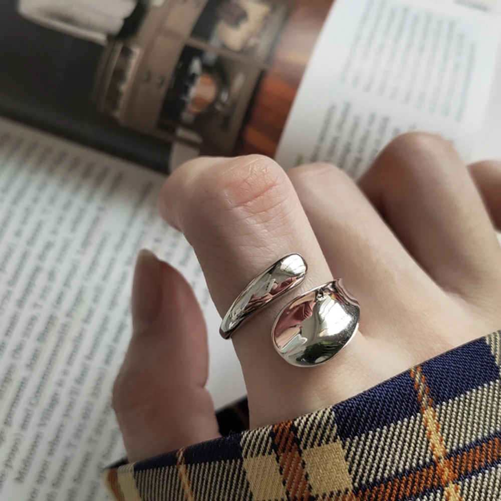 

925 Sterling Silver Jewelry Irregular Waterdrop Rings Creative Simple Fashionable Hug Me Promise Rings for Girlfriend