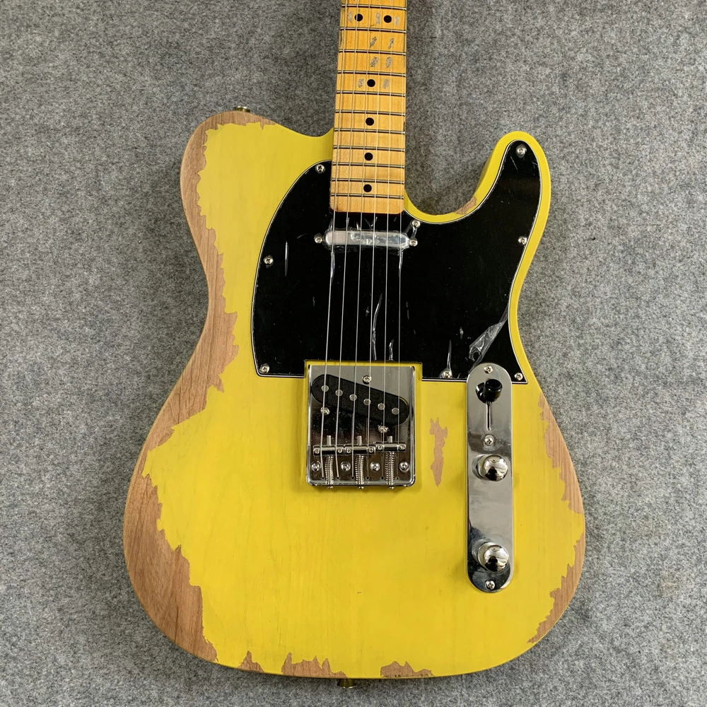 

Vintage artifact Avril Ramona Lavigne yellow Electric guitar style, gifts to friends. Free shipping.
