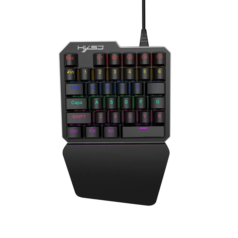 

HXSJ J100 Gaming Mouse wired 35keys Mouse For Laptops 7 Backlight Green Axis Mechanical Keyboard Full Key No Conflict Game Mouse