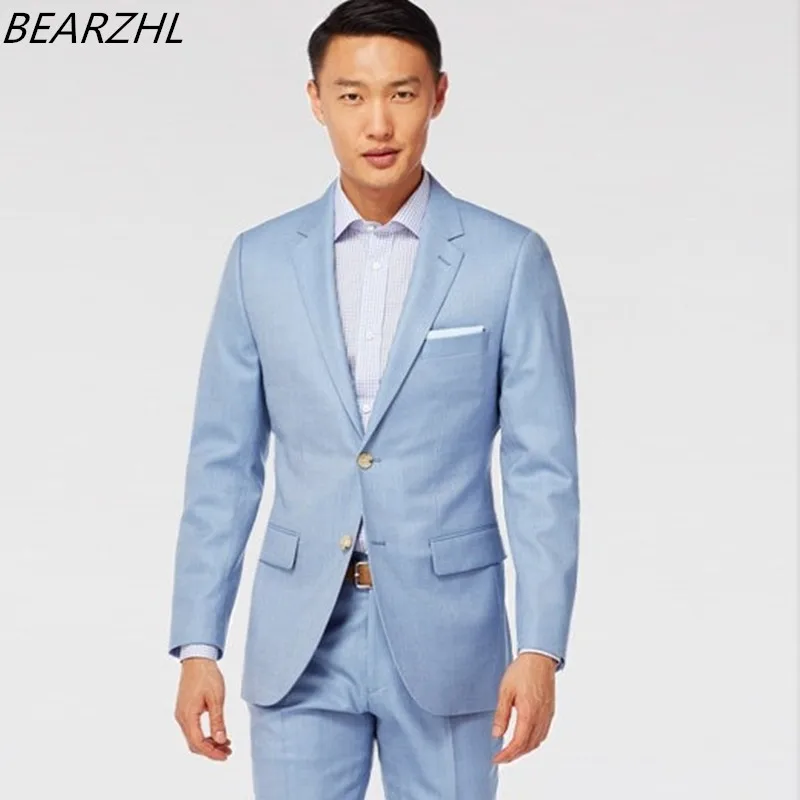 13233 Tuxedos De Mariage Pour Hommes Costumes Bleu Clair Marié Porter 2019 Summmer Costume Dîner In Costumes From Vêtements Homme On Aliexpress