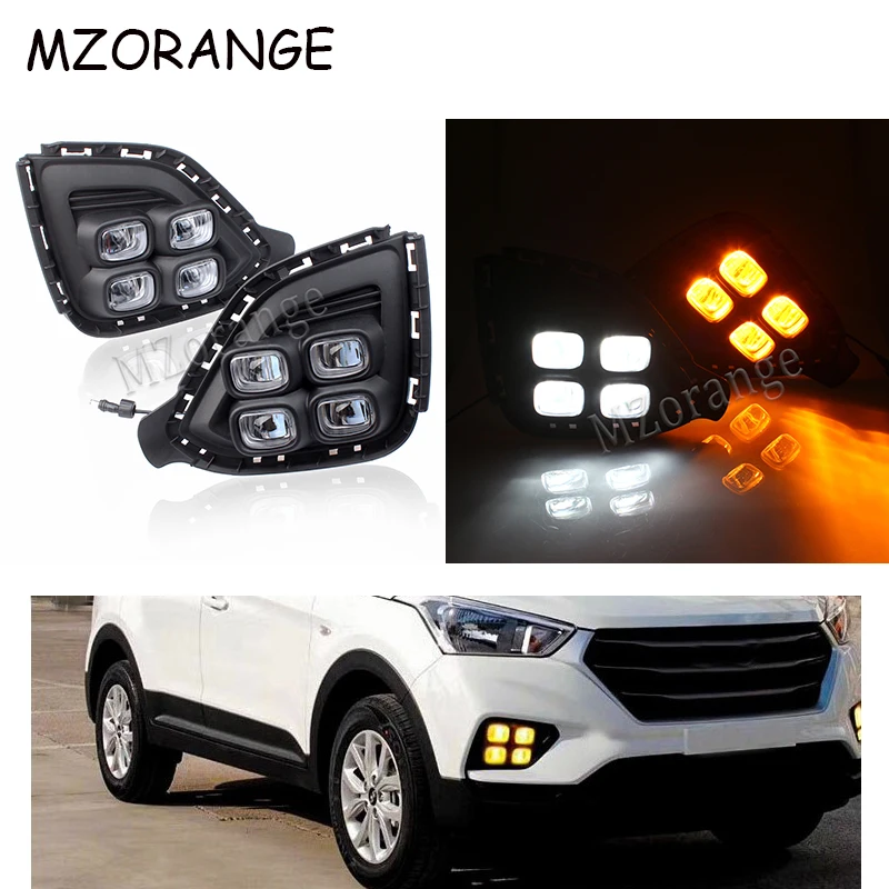 

Daytime Running Light For Hyundai Creta IX25 2017 2018 South American Version DRL With Yellow Turning Signal Lamp Relay Fog Lamp