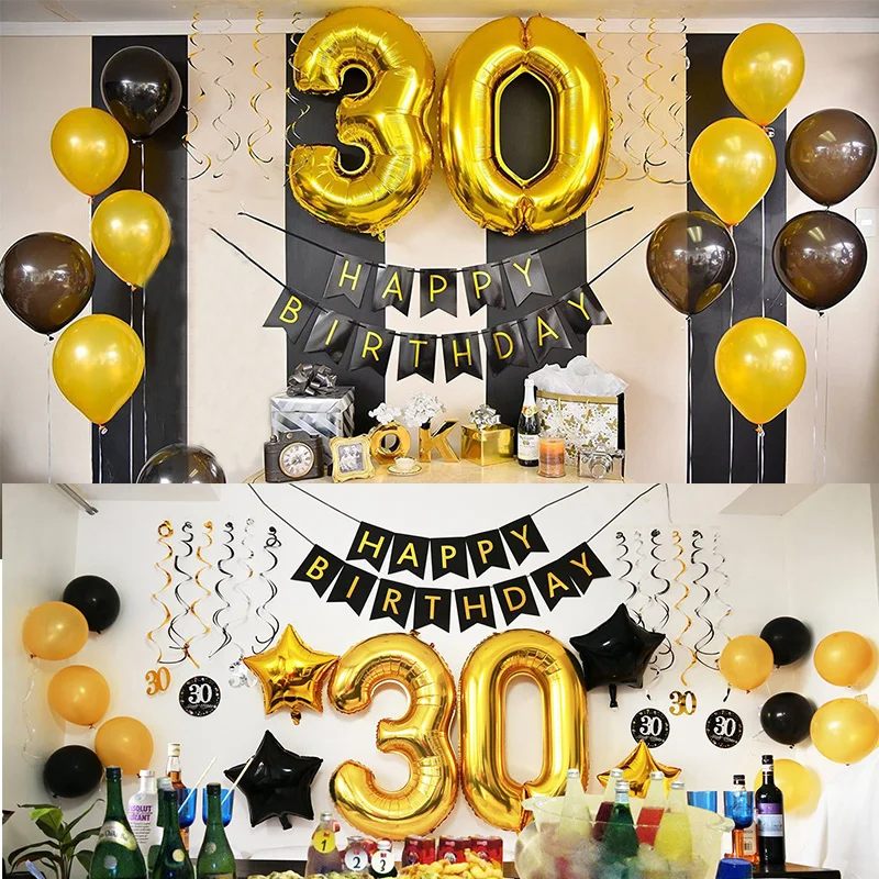 Celebración Rosa 60th Cumpleaños Decoraciones Con Globos Brillo Negro Fiesta De Cumpleaños