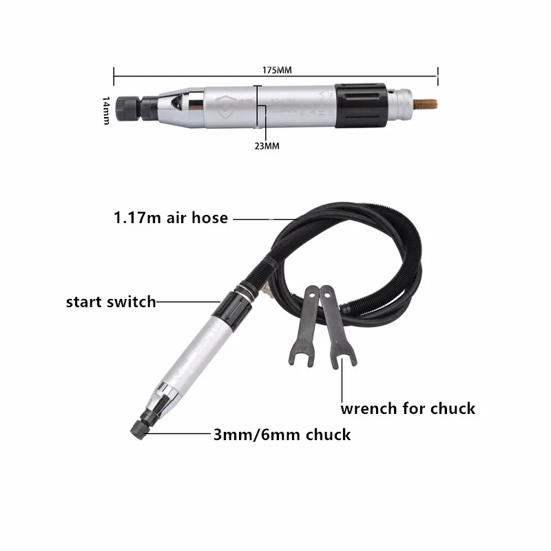 Borntun Micro Air Цанговая пневматические Цанговая пневматический шлифовальный станок высокой Скорость 35000 об./мин. мини Air Мощность полировки