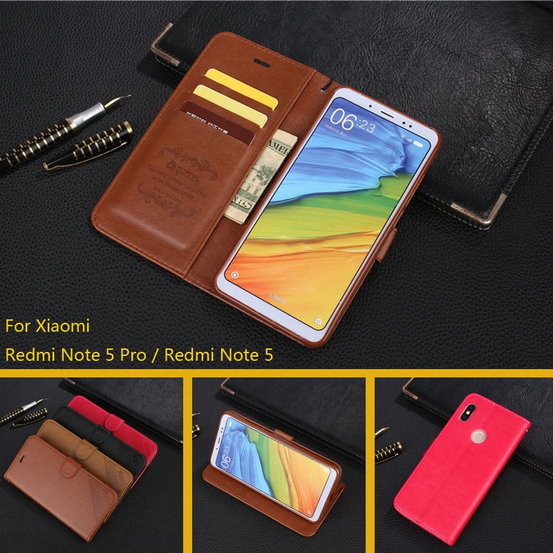

Case For Xiaomi Redmi Note 5 / Redmi Note 5 Pro PU Leather Cases Stand Flip Card Hold Phone Cover Bags For Redmi Note 5 Pro