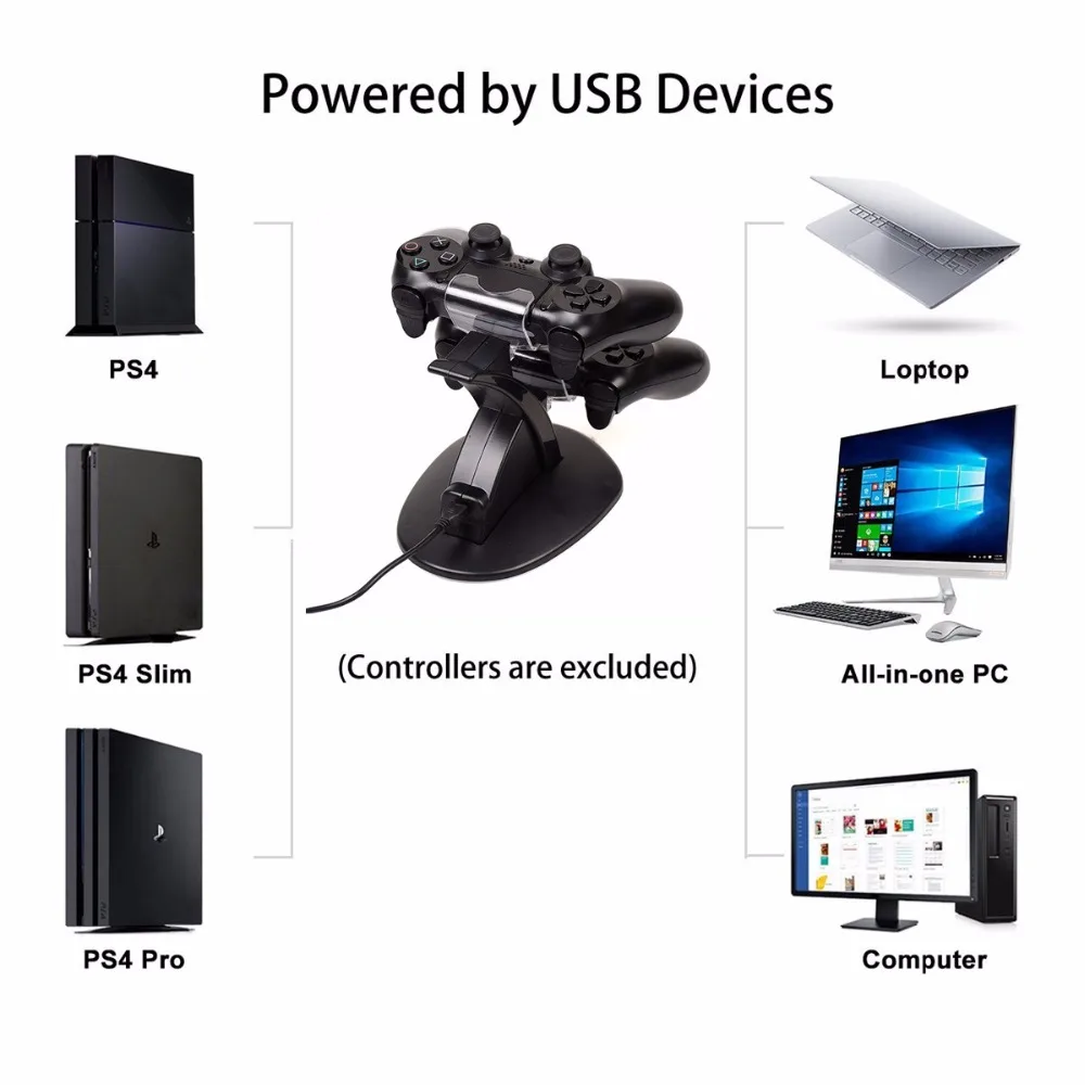 Двойной Новое прибытие светодиодный USB Зарядное устройство Док-зарядная станция Подставка для беспроводной sony Playstation 4 PS4 игровой контроллер Зарядное устройство