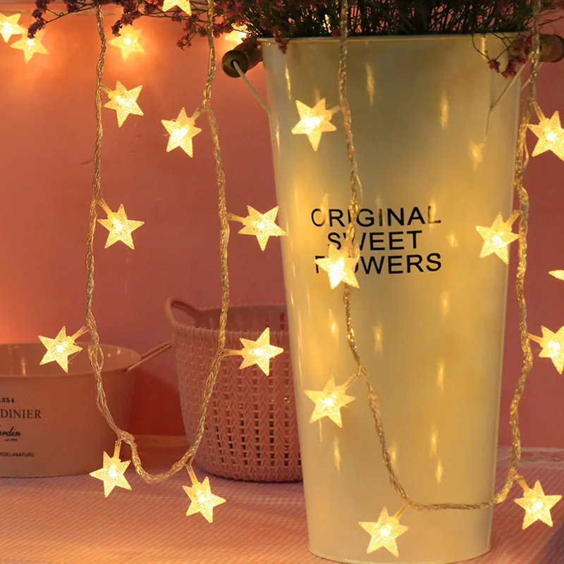 

Christmas Ornaments 1.5M 10 LED Star Garland String Lights Fairy Lights Christmas Tree Decorations New Year's Decor Home Decor.