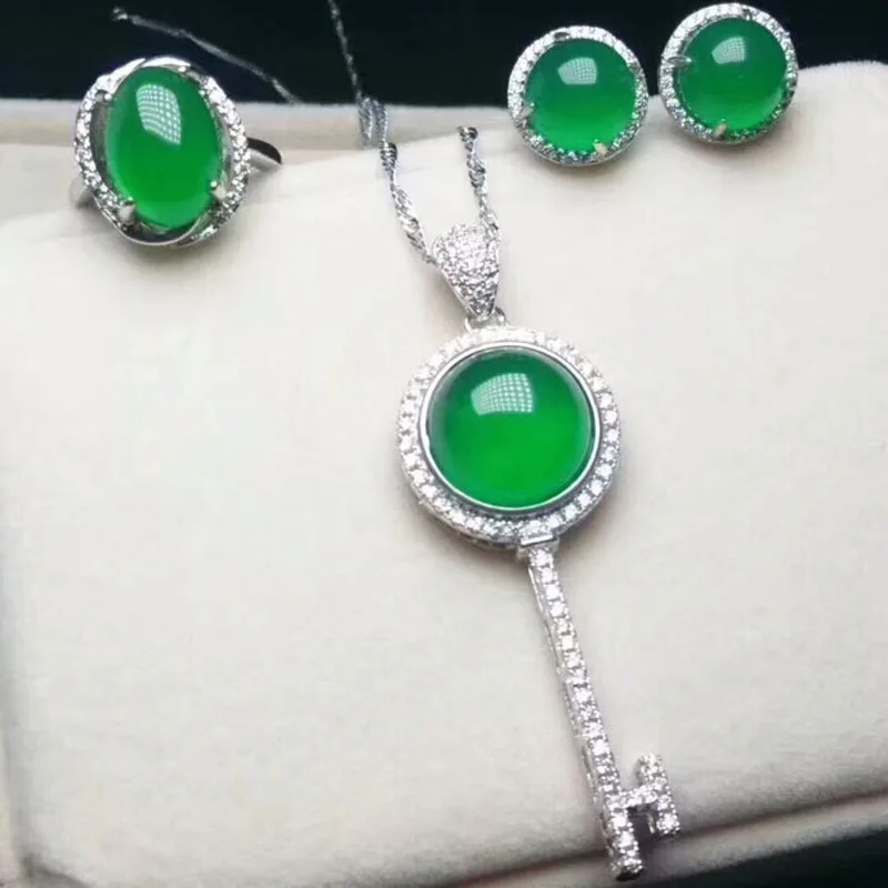 YuXinYuan Fine Jewelry Natural jade Chalcedony jewelry sets necklace