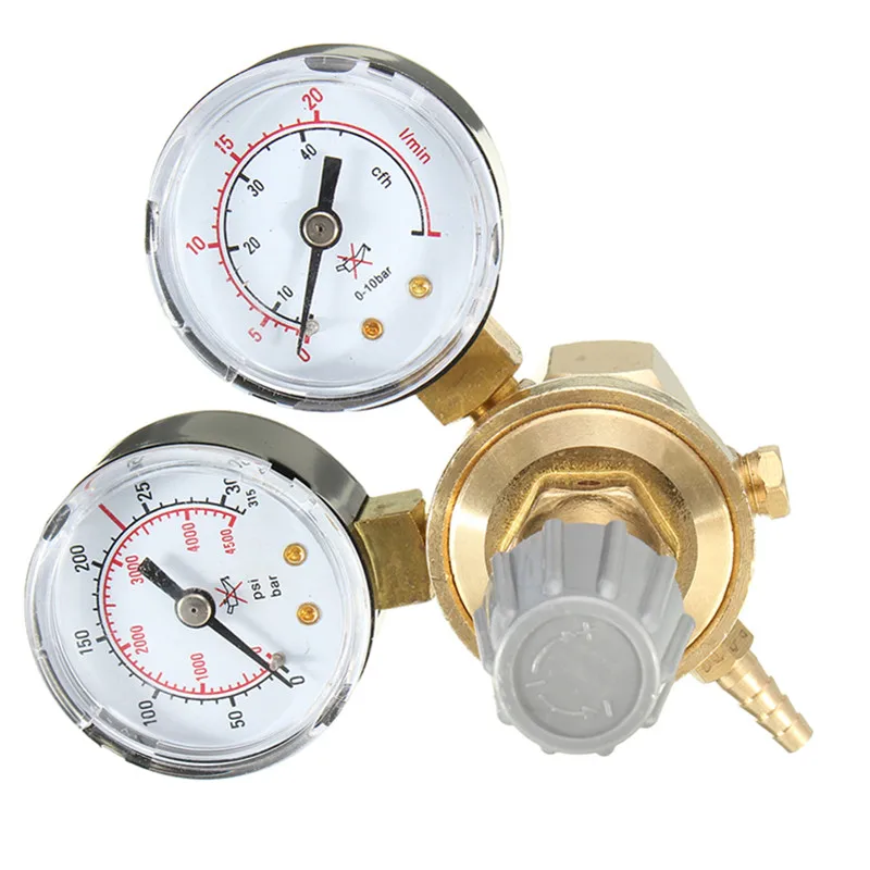 

1 PC Copper Gold Argon CO2 Pressure Reducer Mig Tig Flow Meter Control Gas Regulator Dual Gauge Welding