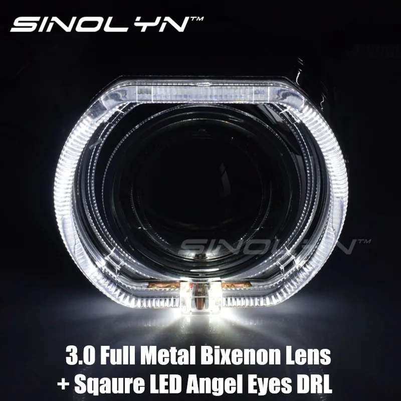 SINOLYN Car styling Bi Xenon LED DRL Angel Eyes Headlight Lens Projector Devil Eye Lamps 3