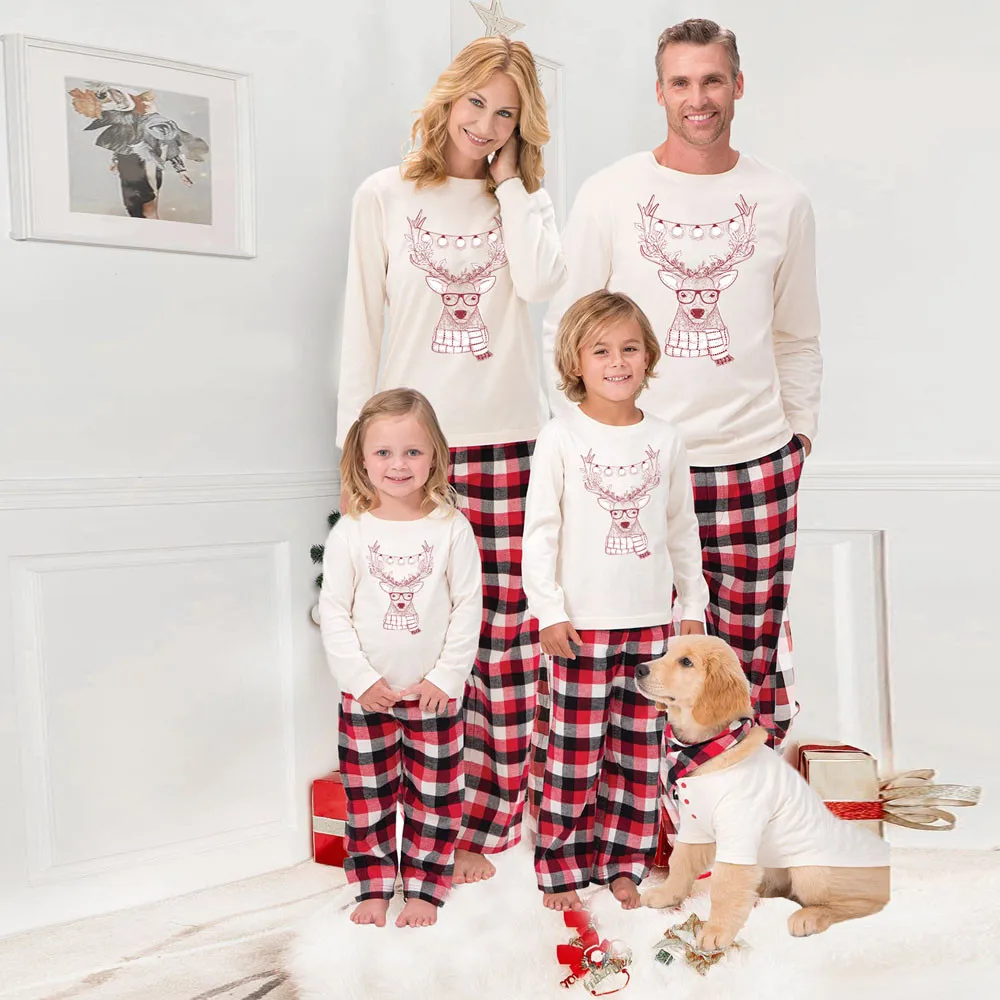 

TELOTUNY Christmas Family Pajamas Family Matching clothes Outfit Father Mother Daughter Girl Boy Clothing Set Pajamas Z1023
