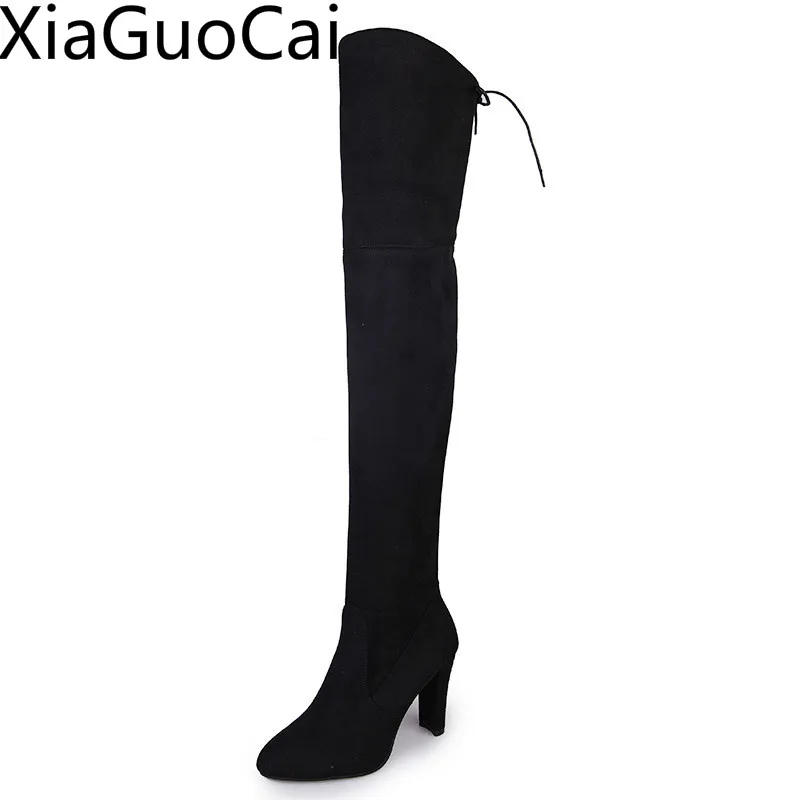 

Newest Style Women's Long Boots Europe and American Over The Knee Boots Round Head Frosted Zipper Winter Boots Female