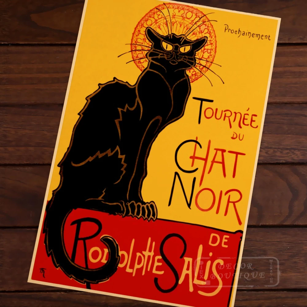 Tribute To Chat Noir The Black Cat Room Frame Vintage Kraft Decorative Poster Diy Wall Canvas Sticker Delicate Home Bar Decor Gi Wall Sticker Decorative Posterchat Noir Aliexpress