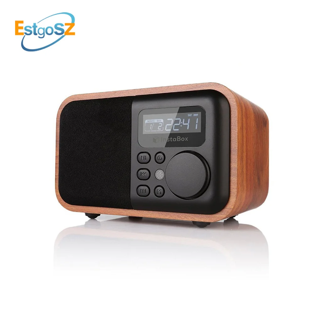 Bluetooth Колонка EStgoSZ деревянная с поддержкой FM радио и будильником|Радиоприёмники| |