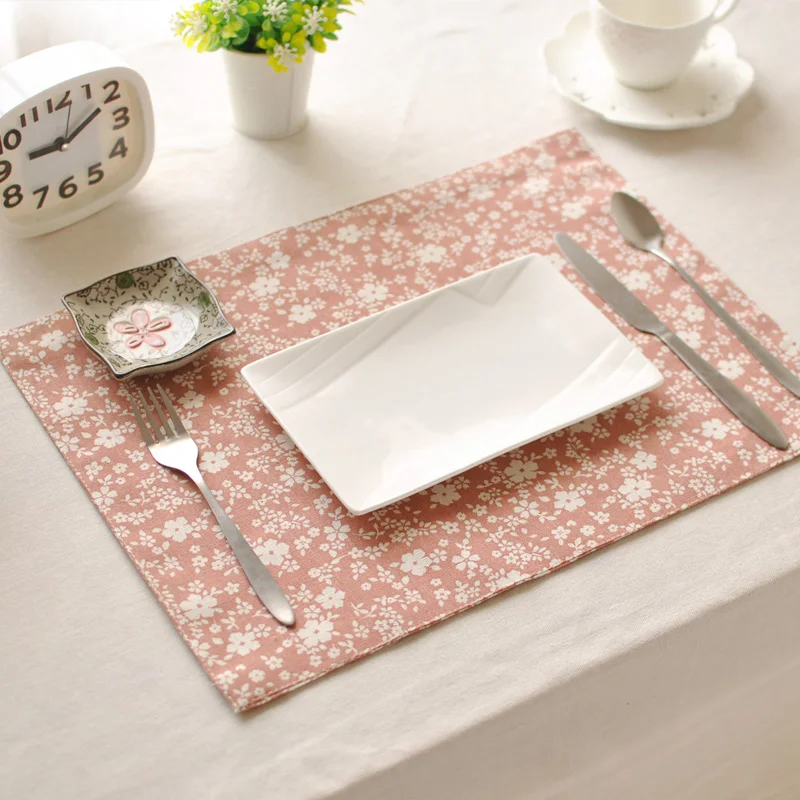 Japanese Sakura Cloth Placemats Cotton Linen Napkins Coffee Shop