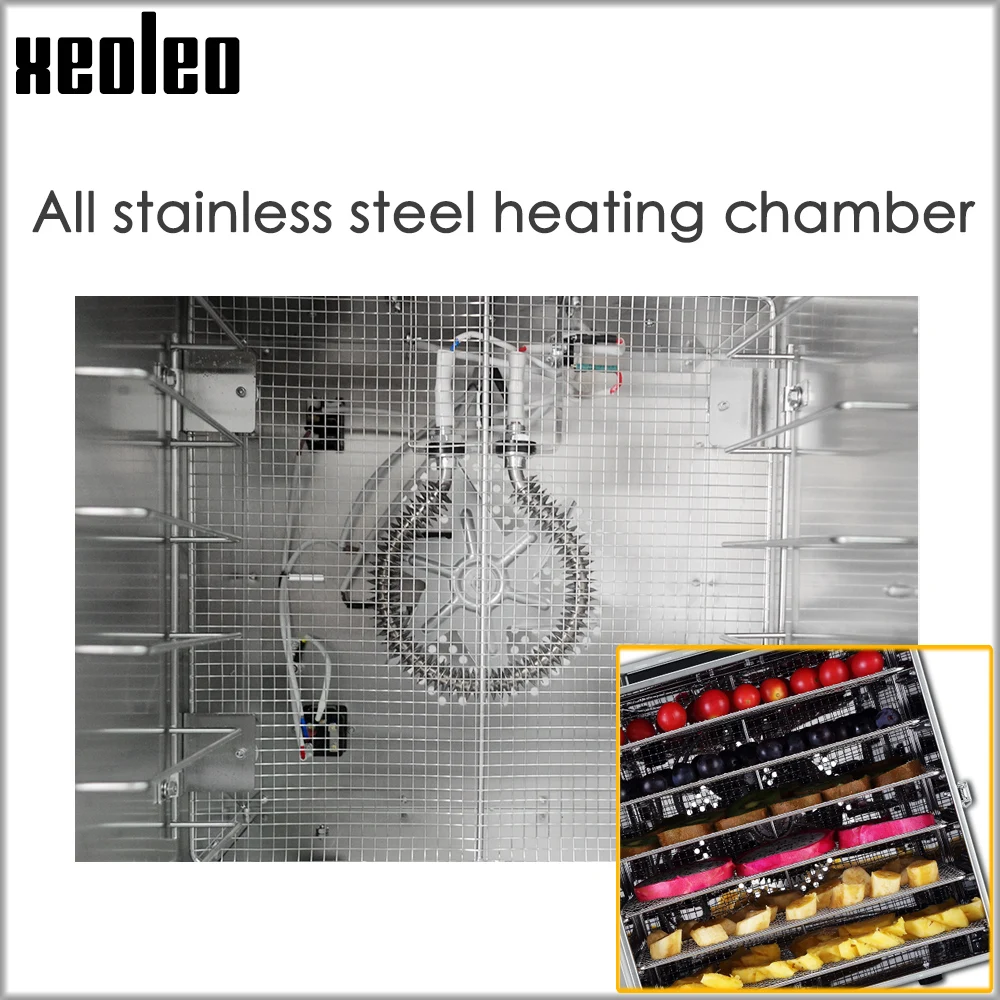 XEOLEO 6 Trays dehydrator food machine Stainless Food and fruit dehydrator 400W household 25-35dB Food dryer With timing 3