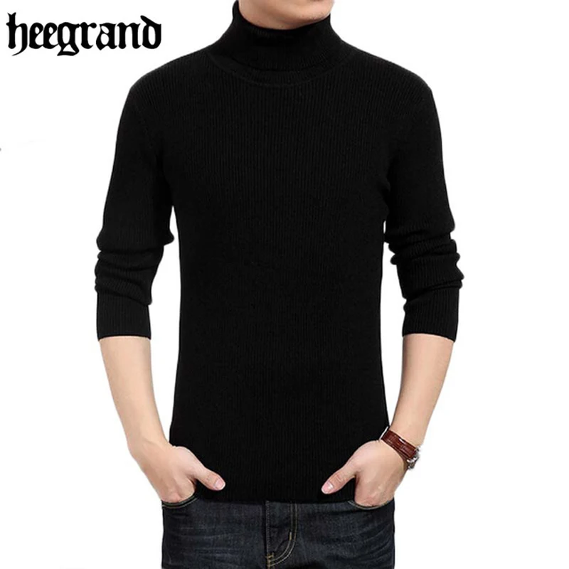 

HEE GRAND 2018 Men's Wool Turtleneck Sweater Solid All-match Pullovers Brand Sweaters Warm Pull Sweaters Men MZY032
