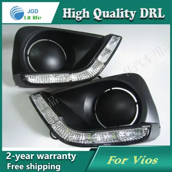 

Free shipping !12V 6000k LED DRL Daytime running light case for Toyota Vios 2014 fog lamp frame Fog light Car styling